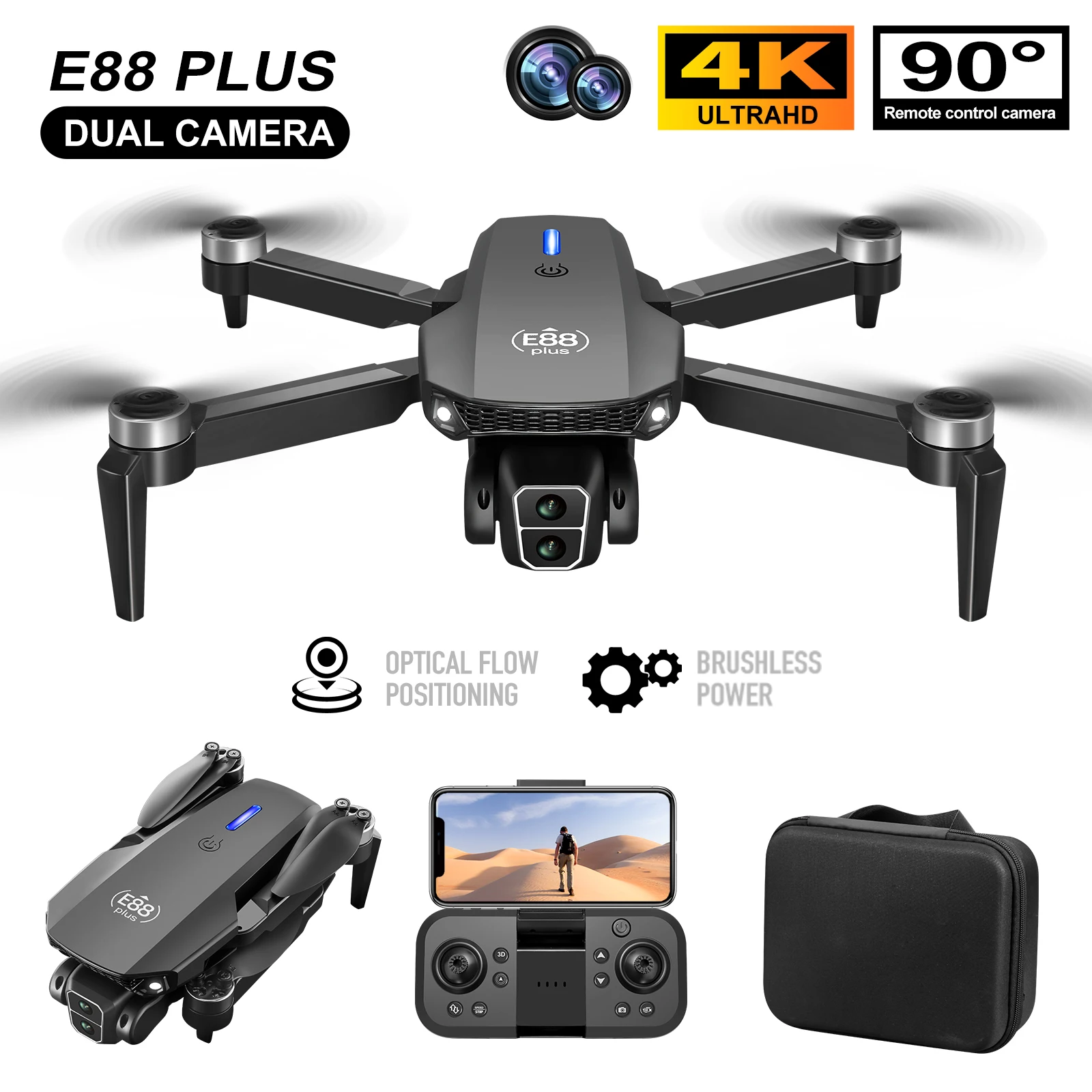 Nieuwe E88 Plus Quadcopter Dro - Drone Gimbal Brushless recensie en prijs